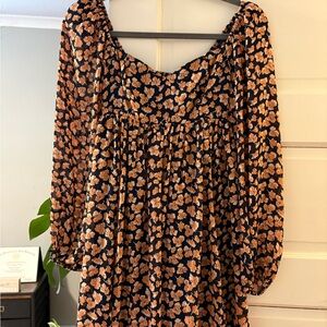 Abercrombie & Fitch Floral Mini Dress - Black and Orange